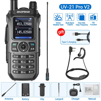 Baofeng UV-21 Pro V2 Wireless Copy Frequency Tri Band Powerful Waterproof Long Range UV-5R 22Pro S22 Type-C Two Way Radio-EXPROTAS