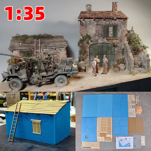 1/35 Model Building Architecture House Diorama Kit - 20 Pieces