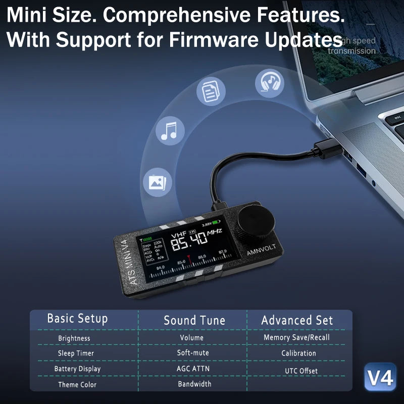 Amnvolt V4 Ats Mini Radio SI4732 All Band DSP FM SSB USB LSB Hi-Z