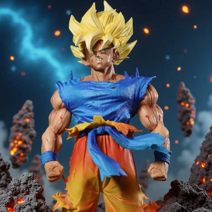 27cm Dragon Ball Z Goku Figure Super Saiyan PVC Model with Interchangeable Head Gift