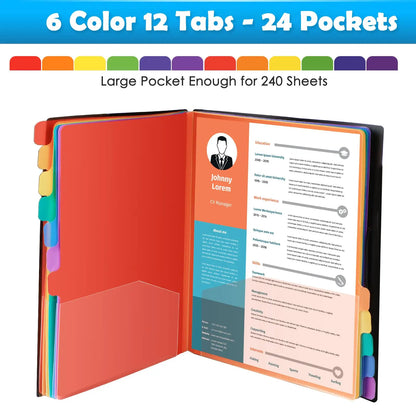 A4 Multi-Layer Inner Page Storage Folder 12 Color Rainbow File Book