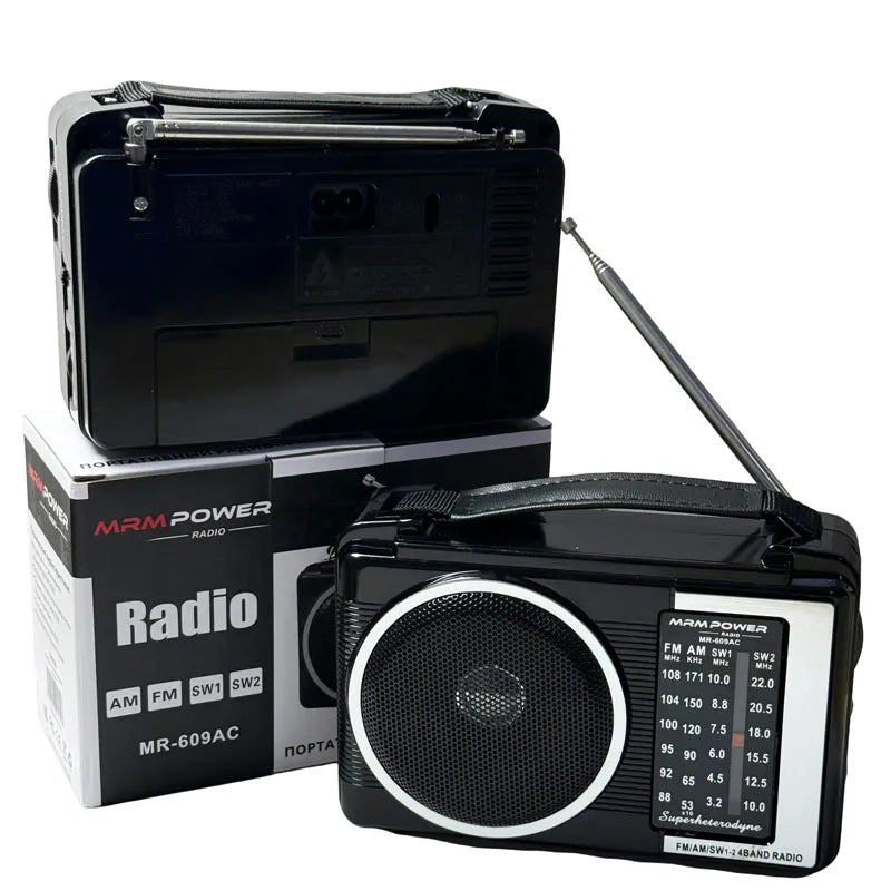 Portable Retro Radio with Loudspeaker Retractable Antenna AM FM Shortwave