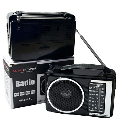 Portable Retro Radio with Loudspeaker Retractable Antenna AM FM Shortwave