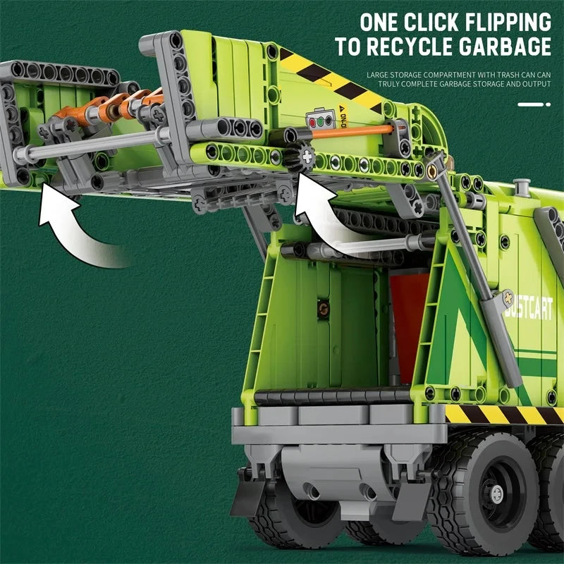 1468PCS Remote Control Compressed Garbage Truck Building Blocks City Sanitation Technical RC Car Model Bricks Kids Toys Gifts-EXPROTAS