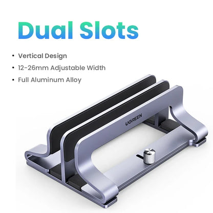 UGREEN Vertical Laptop Stand For MacBook Air Pro Triple Slots Aluminum Notebook Stand For MacBook Pro Tablet iPad Phone Holder-EXPROTAS