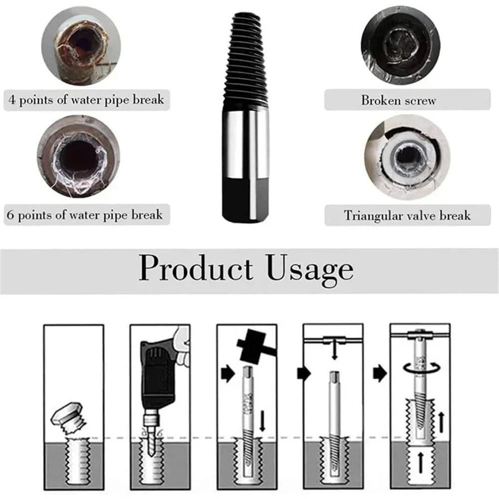 8Pcs Drill Bits Screw Extractor Remover Broken Damaged Easy Out Steel