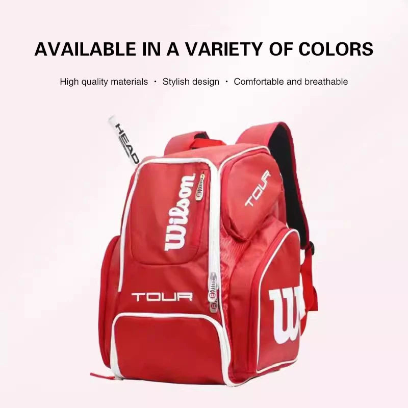 Wilson Tennis Bag Holds 2 Tennis Rackets Tennis Backpack Daily Portable Court Racket Bag Men Women Padel Sports Backpack-EXPROTAS