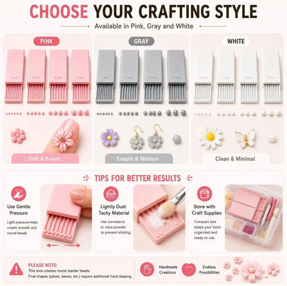 3D Print Clay Gel Ball Maker 4PCS Nail Art Bead Roller for Flowers