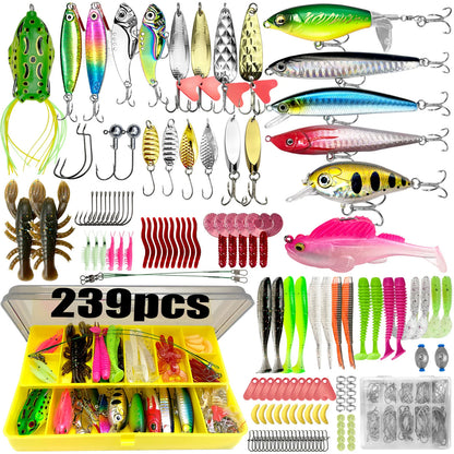 409Pcs Fishing Lure Tackle Box Set for Bass Trout Pike Layered Storage