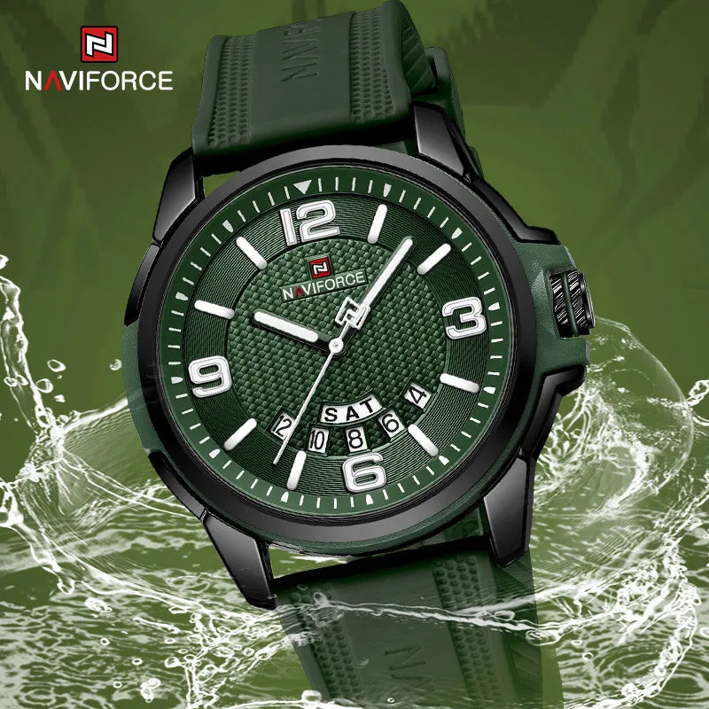 Original Brand NAVIFORCE 2024 New Quartz Watch for Men Waterproof Silicone Strap Business Male Classic Wrist watches Date Clock-EXPROTAS