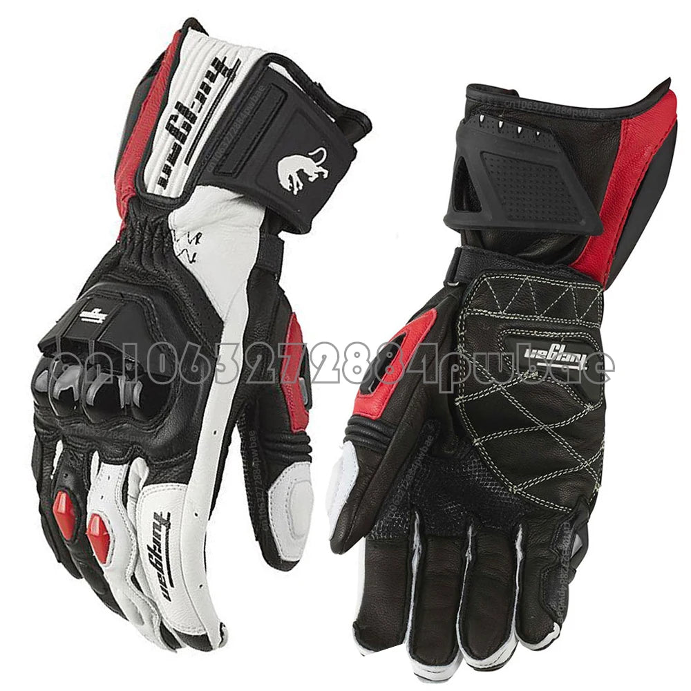 Biker Leather Gloves Motorcycle Black Carbon Fiber Protective Gear