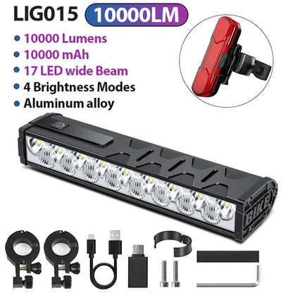 NEWBOLER Bicycle Front Headlight 10000 Lumen 10000mAh USB Rechargeable MTB