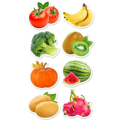 500Pcs Colorful Fruits Vegetables Stickers for Party Baking Scrapbooking