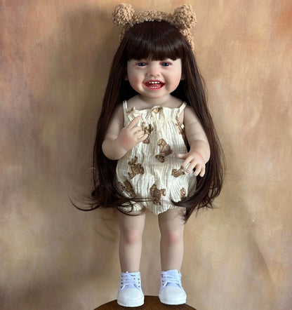 BZDOLL 55CM 22Inch Can Stand Reborn Baby Lifelike Girl Doll Full Soft Silicone Body Princess Toddler Bebe Birthday Gift-EXPROTAS
