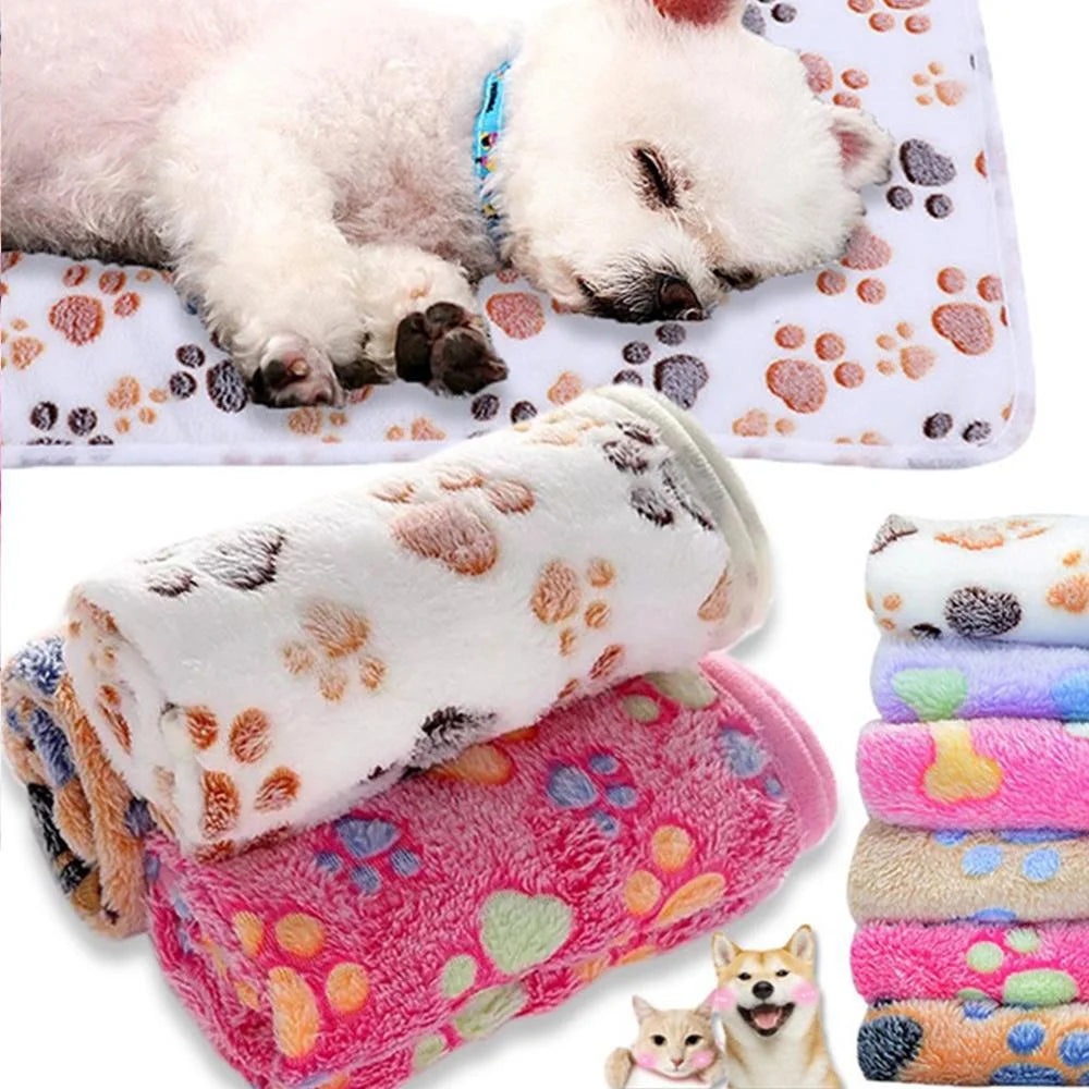 Soft Fluffy Pet Mat Blanket for Cat Dog - Cute Cartoon Pattern Warm Comfort