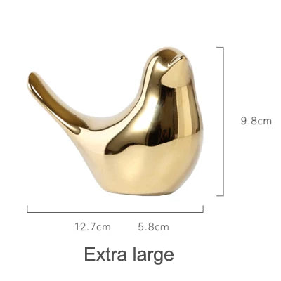 Nordic Gold Ceramic Bird Figurine Animal Statue Home Table Decoration Ornament