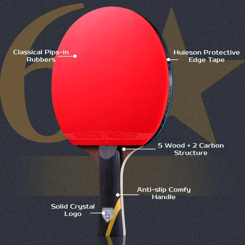 Huieson 5/6 Star Table Tennis Racket Carbon Offensive Ping Pong Racket Paddle with Cover Bag-EXPROTAS