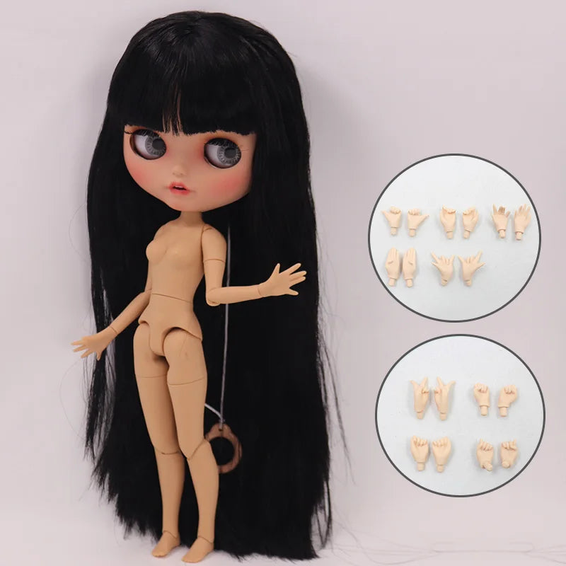 ICY DBS Blythe Doll Pouting Mouth Tan Skin Matte Face 1/6 BJD Joint Body