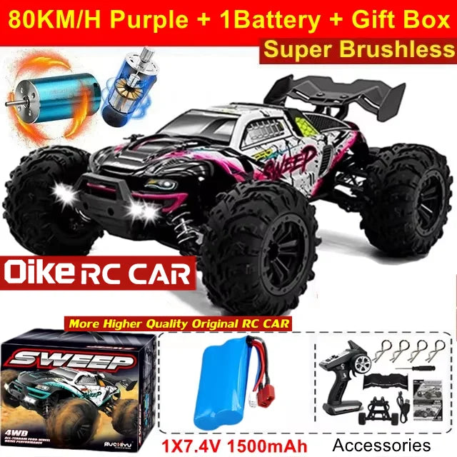 RC Remote Control Drift Car 4WD 50KM/H 80KM/H LED Lights Racing Toy