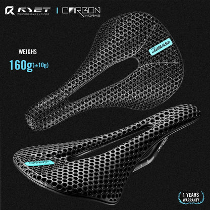 RYET 3D Printed Carbon Saddle 140/143mm Super Light Road MTB Bike Seat EVA