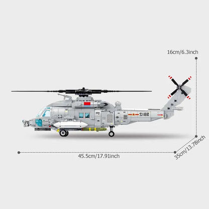 SEMBO Z-20 Navy Helicopter Building Blocks 862pcs Armed Aircraft Model Bricks Toy Gift