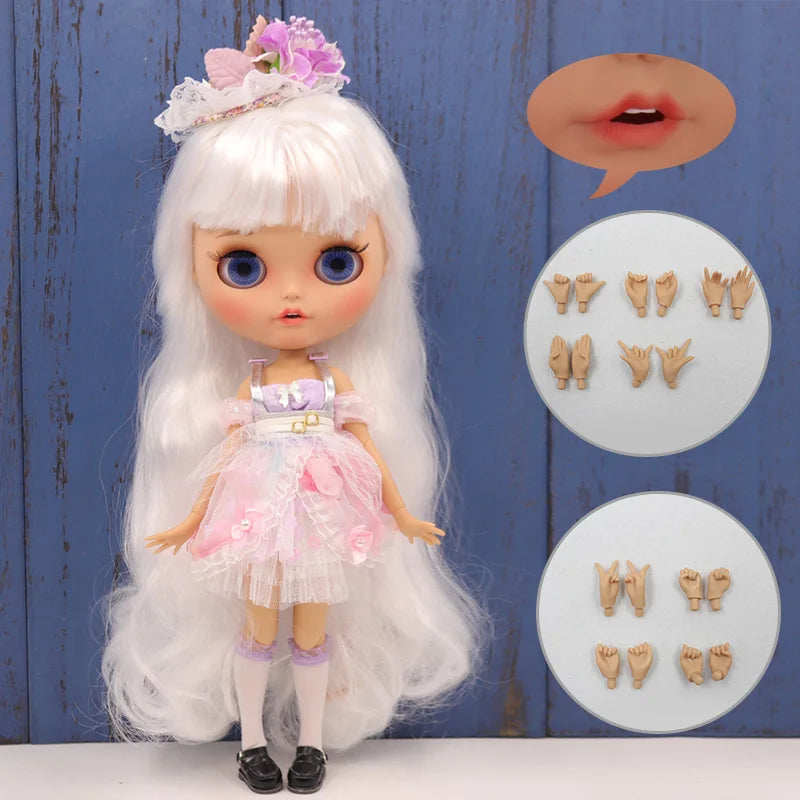 ICY DBS Blythe Doll Pouting Mouth Tan Skin Matte Face 1/6 BJD Joint Body