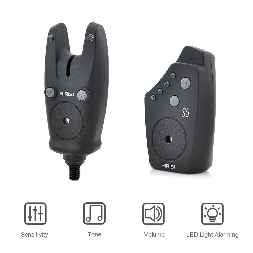 Hirisi Wireless Carp Fishing Alarm Set Waterproof, Fishing Bite Alarms Fishing Bite Indicator Fishing Accessories S5-EXPROTAS