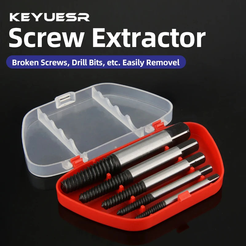 5Pcs Screw Extractor Drill Bits Set for Broken Damaged Bolt Remover