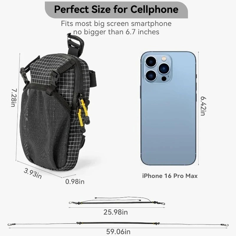 Backpack Shoulder Strap Phone Pouch Water-Resistant Bag for Hiking Camping