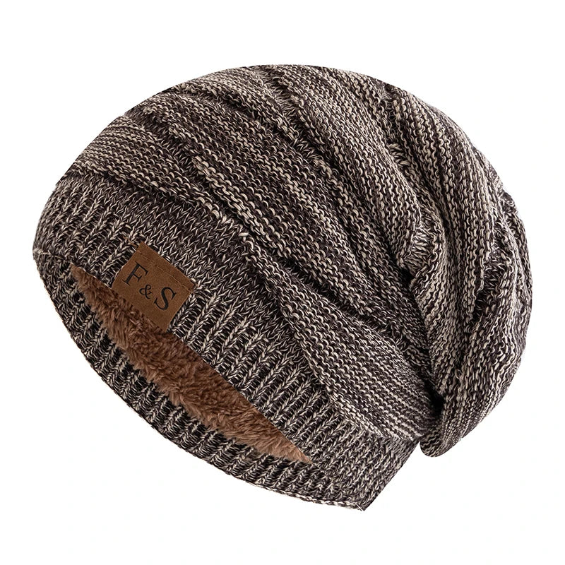 New Unisex Slouchy Winter Hat Fleece Lined Beanie Men Women Mixed Color Knit Cap - EXPROTAS