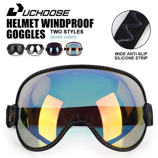 Riding UV Protection Goggles for Half Face Helmets Vintage Bubble Visor