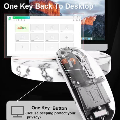 Transparent Wireless Mouse Bluetooth/2.4G Triple Mode Silent Rechargeable