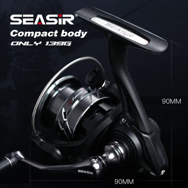 Ultralight Spinning Reel 139g 5+1BB 6kg Drag Seasir Stream Carbon Washers