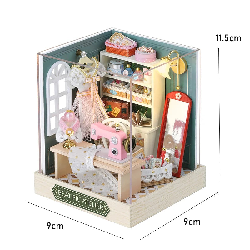 DIY Wooden Dollhouse Christmas Lodge Miniatures with LED Lights Assembly Model Gift - EXPROTAS