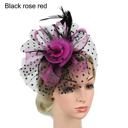 Flowers Feather Mesh Headwear Hat Party Accessory 1pc 27cm Multi Colour