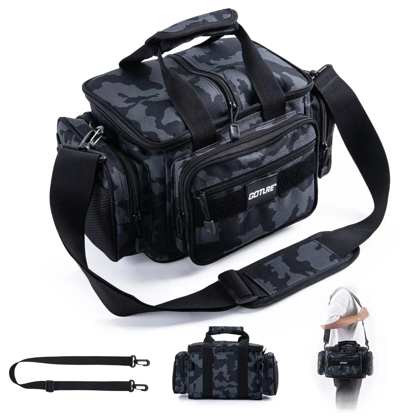 Fishing Tackle Bag Large Capacity Backpack 600D Oxford Waterproof Camping