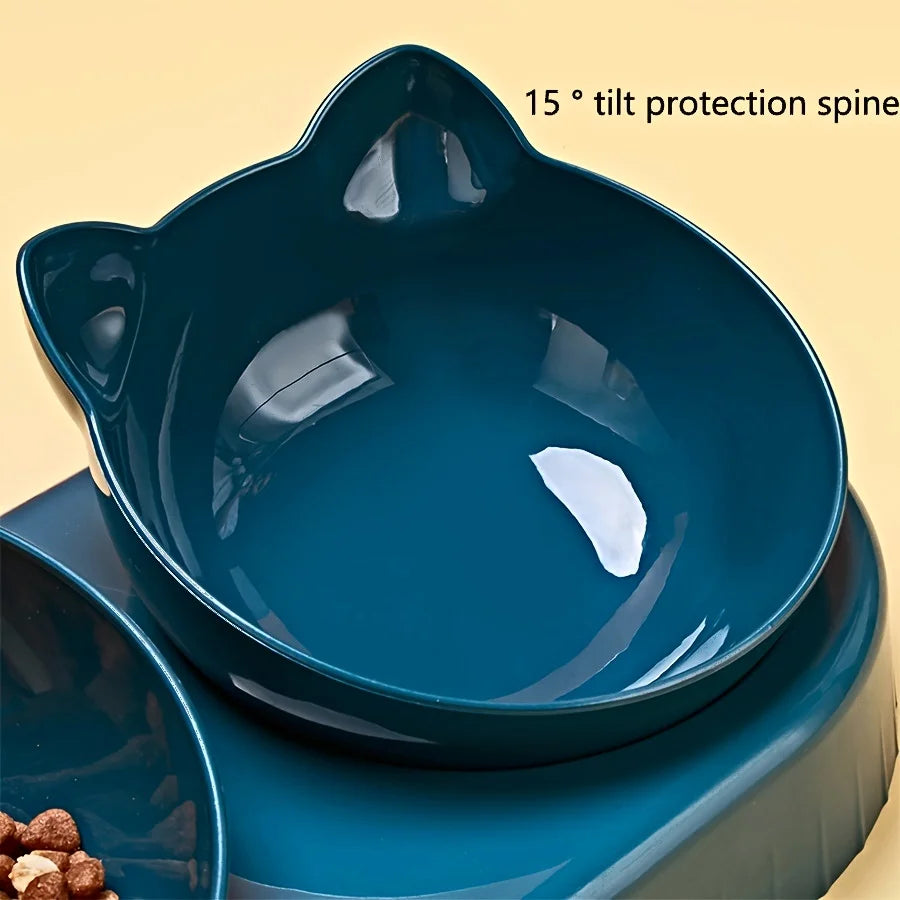 Neck Protection Cat Water Feeder Bowl Automatic Pet Dishes Set