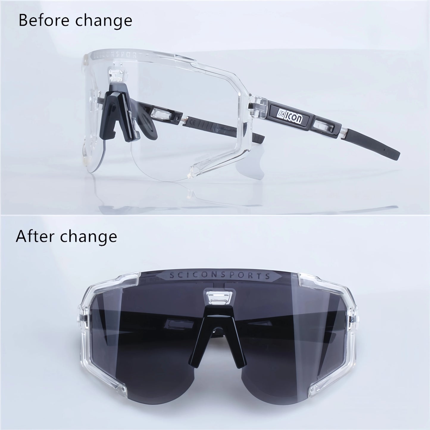 SCICON Photochromic Cycling Glasses, UV400 Outdoor Sports Sunglasses for Men & Women MTB Road Bike