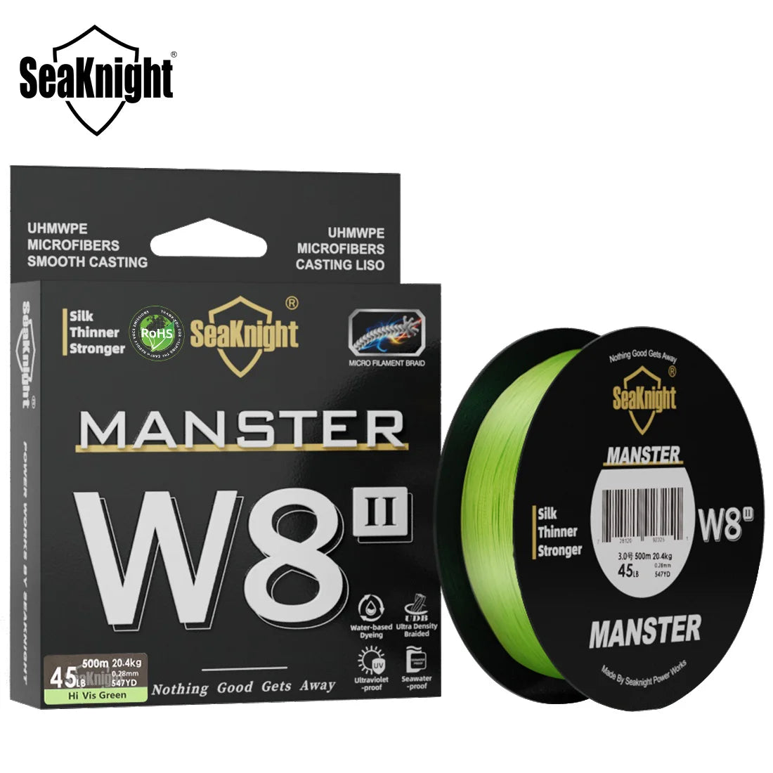 SeaKnight W8 II 500M PE Braided Fishing Line 8 Weaves Si+ Coating Salt Fresh