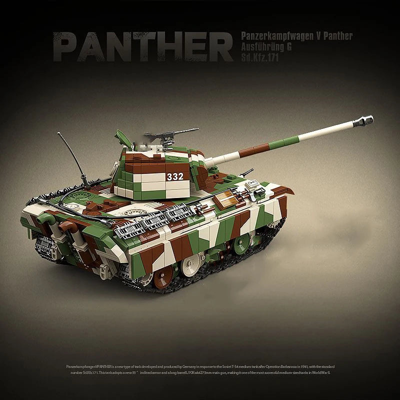 WW2 German Panther Medium Tank Building Blocks Military Brick Model Toy Set
