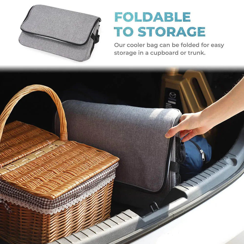35L Insulated Picnic Lunch Bag Large Collapsible Cooler for Camping Travel