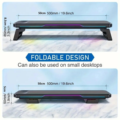 ITLY RGB Monitor Stand w/ 3 USB Ports Desktop Riser for PC Laptop 19.6"