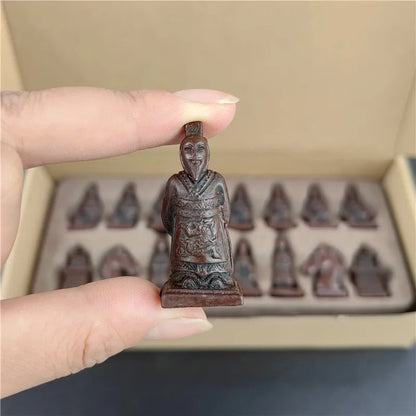 Terra Cotta Warriors Antique Small Chess Pieces Chess Leather Chess Board 27cm (10.63in) Handmade Characters Parent Child Games-EXPROTAS