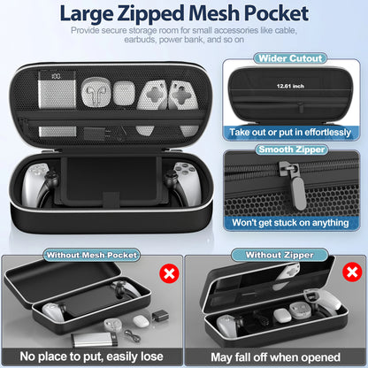 For PlayStation Portal Remote Player Hard Carry Case with Screen Protector Bag
