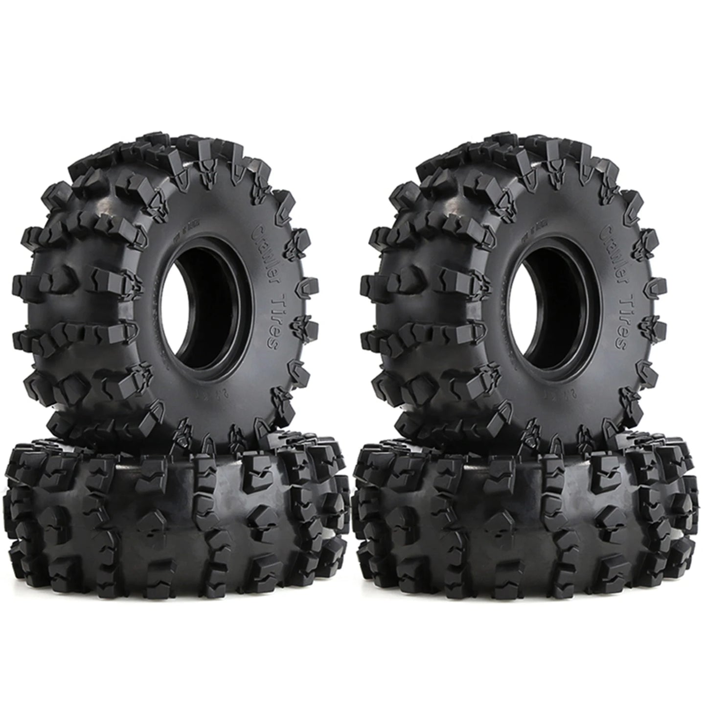 4pcs 2.2 Beadlock Wheels & Rubber Tires Set for 1/10 RC Crawler TRX4 SCX10 D90