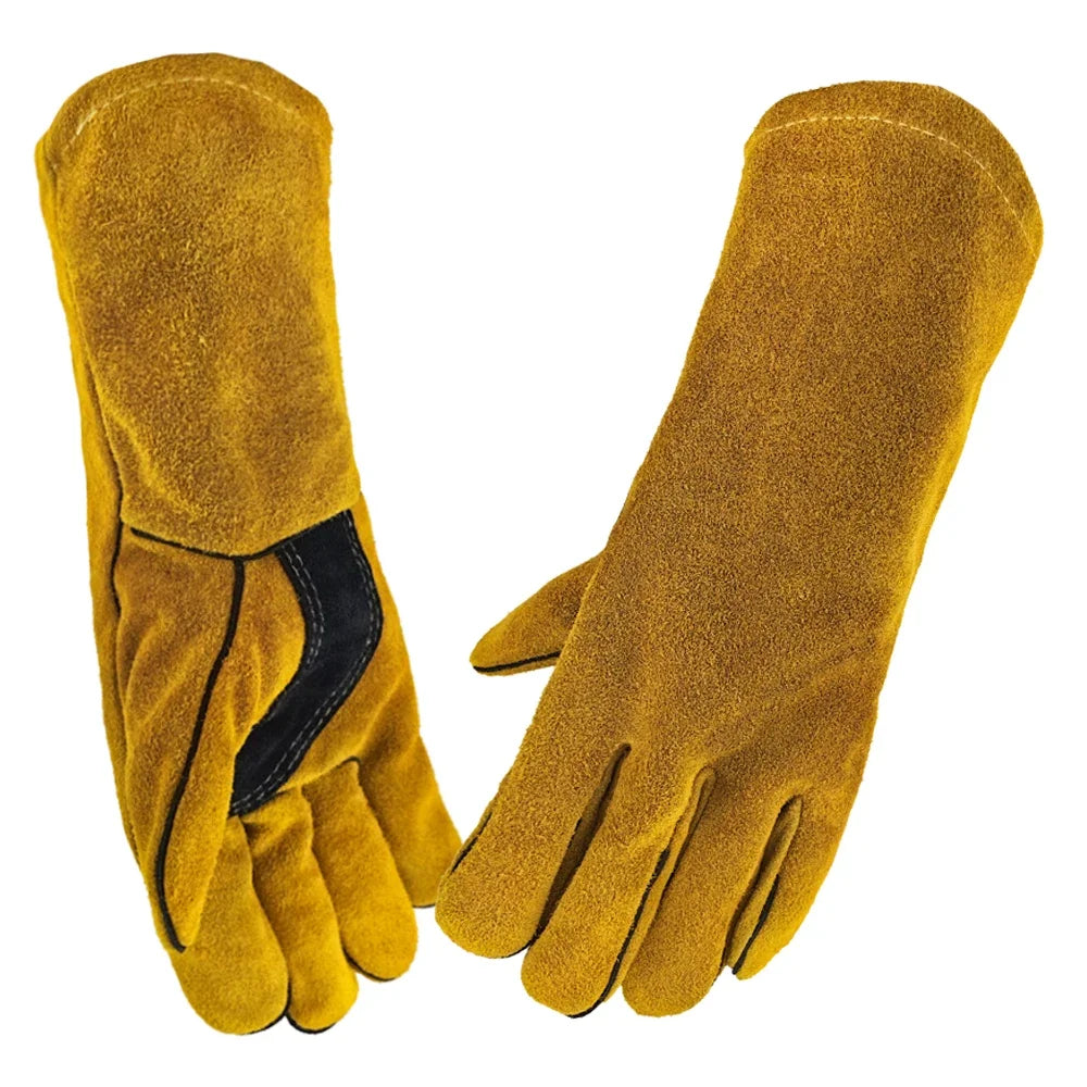 Fire Leather Gloves Heavy Duty Welding Heat Resistant Wood Burner Stoves