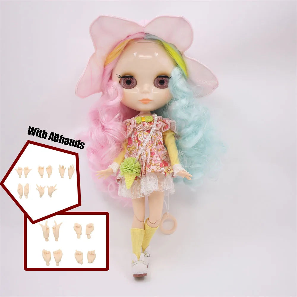 ICY DBS Blythe Doll White Skin Joint Body Long Colourful Hair Glossy Face