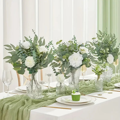 50/90PCS Artificial Eucalyptus Flowers Home Decor Fake Leaf Green Stems