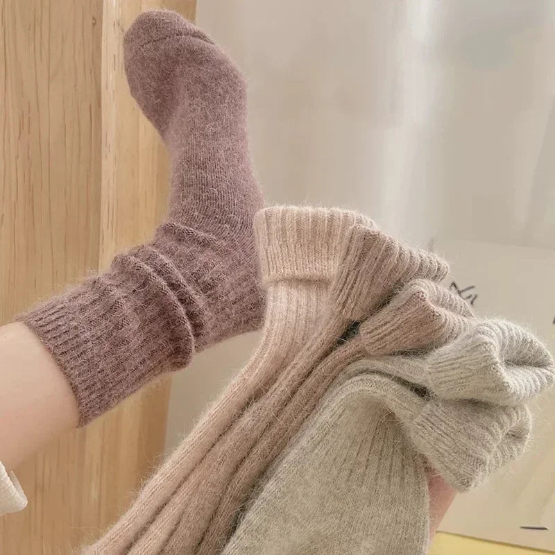 Winter Cashmere Wool Socks Women Thick Thermal Long Warm Boot Sox