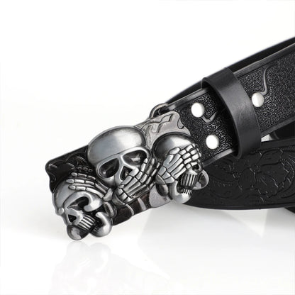 1Pcs PU Belt Skull Waist Punk Fashionable for Men Women Street Style
